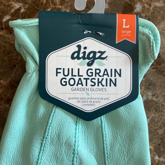 digz Accessories - Digz Full Grain Goatskin Large Garden Gloves, 100% Goat Leather, Mint Green, NWT
